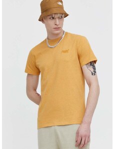 Superdry pamut póló sárga, férfi, sima