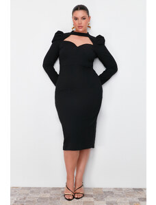 Trendyol Curve Black Fitted Woven Elegant Evening Dress