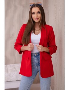 FiatalDivat Elegáns kabát fodros ujjakkal, modell 9709 piros