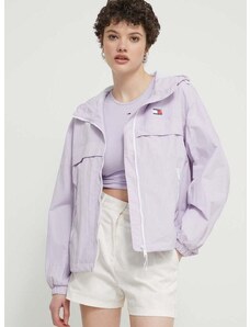 Tommy Jeans rövid kabát női, lila, átmeneti