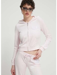 Juicy Couture velúr pulóver rózsaszín, nyomott mintás, kapucnis