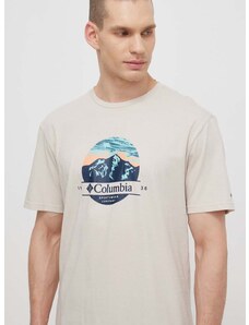 Columbia pamut póló Path Lake bézs, férfi, nyomott mintás, 1934814