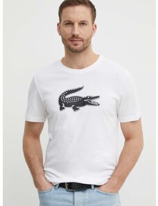 Lacoste t-shirt bézs, férfi, nyomott mintás
