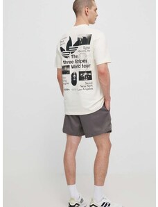 adidas Originals pamut póló bézs, férfi, nyomott mintás, IS2902