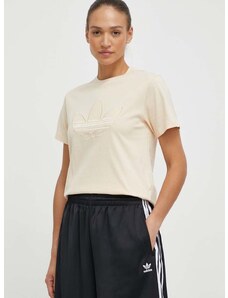 adidas Originals pamut póló női, bézs, IS3868