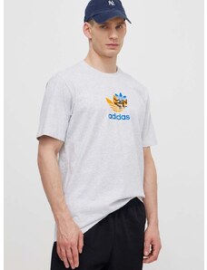 adidas Originals pamut póló szürke, férfi, nyomott mintás, IS2912