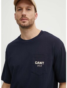Gant t-shirt sötétkék, férfi, nyomott mintás