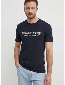 Guess t-shirt sötétkék, férfi, nyomott mintás, M4GI61 J1314