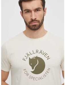 Fjallraven t-shirt Fjällräven Fox bézs, férfi, nyomott mintás, F87052