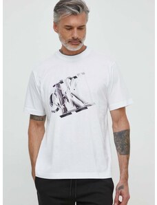 Calvin Klein Jeans pamut póló fehér, férfi, nyomott mintás, J30J325201
