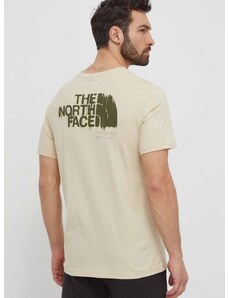 The North Face pamut póló bézs, férfi, nyomott mintás, NF0A87EW3X41
