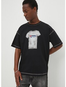 Diesel pamut póló T-BOXT-N12 fekete, férfi, nyomott mintás, A12914.0AKAK