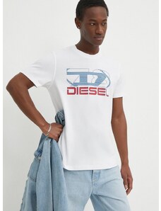Diesel pamut póló T-DIEGOR-K74 fehér, férfi, nyomott mintás, A12502.0GRAI