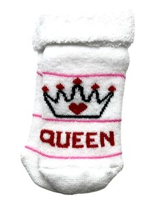 minidamla Újszülött zokni- Queen, fehér