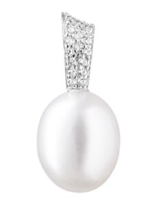 Gaura Pearls Ródiumozott 925 Ezüst Medál Édesvízi gyönggyel Cirkónia kristályokkal - Fehér