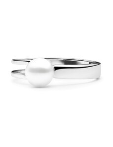 Gaura Pearls Ródiumozott 925 Ezüst Gyűrű Édesvízi gyönggyel - 16,5mm, Fehér