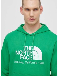 The North Face pamut melegítőfelső M Berkeley California Hoodie zöld, férfi, nyomott mintás, kapucnis, NF0A55GFPO81