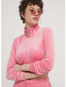 Juicy Couture velúr pulóver rózsaszín, nyomott mintás
