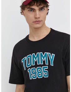 Tommy Jeans pamut póló fekete, férfi, nyomott mintás, DM0DM18559