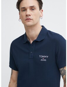 Tommy Jeans pamut póló sötétkék, nyomott mintás, DM0DM18927