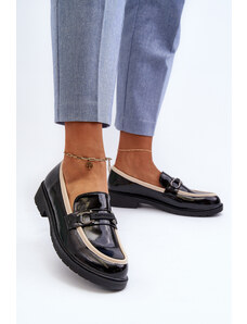 Kesi Women's patent leather shoes moccasins S.Barski black