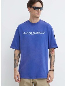 A-COLD-WALL* pamut póló Overdye Logo T-Shirt férfi, nyomott mintás, ACWMTS186