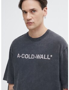 A-COLD-WALL* pamut póló Overdye Logo T-Shirt fekete, férfi, nyomott mintás, ACWMTS186