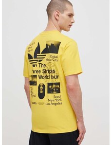 adidas Originals pamut póló sárga, férfi, nyomott mintás, IS0183