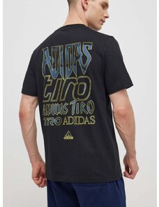adidas pamut póló TIRO fekete, férfi, nyomott mintás, IS2876