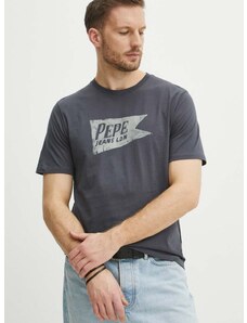 Pepe Jeans pamut póló SINGLE CARDIFF szürke, férfi, nyomott mintás, PM509401