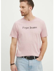 Pepe Jeans pamut póló CLIFTON rózsaszín, férfi, nyomott mintás, PM509374
