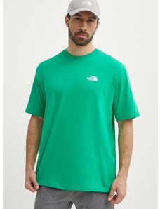 The North Face pamut póló Essential zöld, férfi, nyomott mintás, NF0A87NRPO81