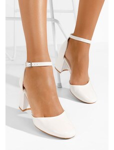 Zapatos Fadivia fehér vastag sarkú magassarkú