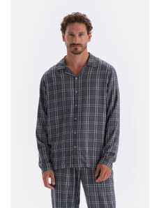 Dagi Smoky Plaid Woven Shirt Pajama Top