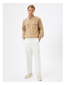 Koton Sports Shirt Pocket Detailed Snap Buttons Classic Collar Long Sleeve