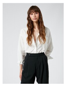 Koton Oversize Shirt Long Sleeve Pocket Detailed Buttoned Cotton