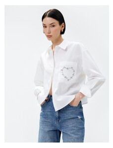 Koton Crop Shirt with Staple Detailed Pockets Cotton