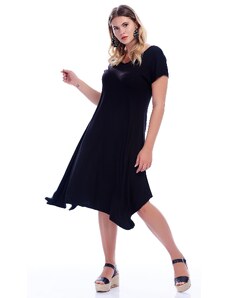 Şans Women's Plus Size Black Viscose Dress With Back Detail