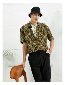 Koton Leaf Patterned Short Sleeve Shirt