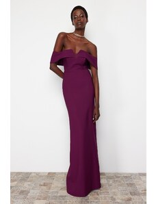 Trendyol Purple Body-fitting Woven Long Evening Evening Dress