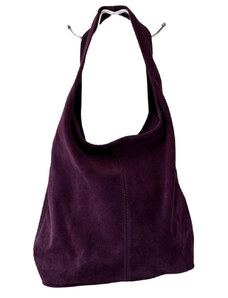 ITALIANO LEORA lila Olasz bőr női zipzáras shopper táska
