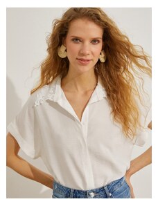 Koton Lace Collar Shirt with Short Sleeves