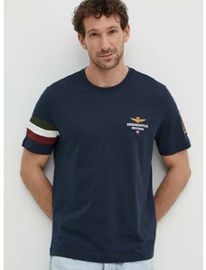 Aeronautica Militare pamut póló sötétkék, férfi, nyomott mintás, TS2230J592