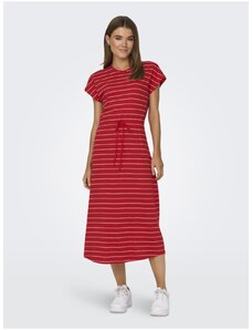 Women's Red Striped Basic Midi Dress ONLY May - Women