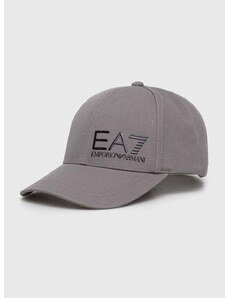 EA7 Emporio Armani pamut baseball sapka szürke, nyomott mintás