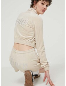 Juicy Couture velúr pulóver bézs, nyomott mintás