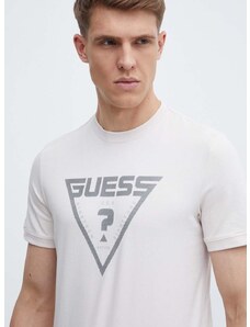 Guess t-shirt QUEENCIE bézs, férfi, nyomott mintás, Z4GI09 J1314