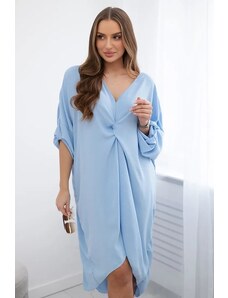 FASARDI Blue oversize dress with a decorative neckline