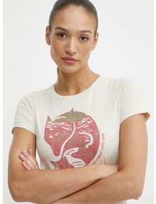 Fjallraven pamut póló Arctic Fox T-shirt női, bézs, F89849