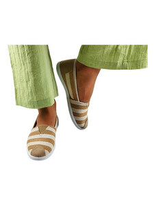 SUMMER STRIPES matróz csíkos női vászon tornacipő drapp